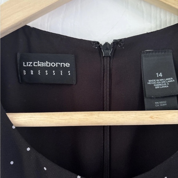 Liz Claiborne Black Dress with Subtle White Dots - Picture 2 of 3